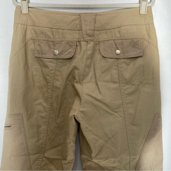 MARC AUREL KHAKI TAN CARGO WIDE LEG ZIPPER COTTON LINEN PANTS - Picture 11 of 14